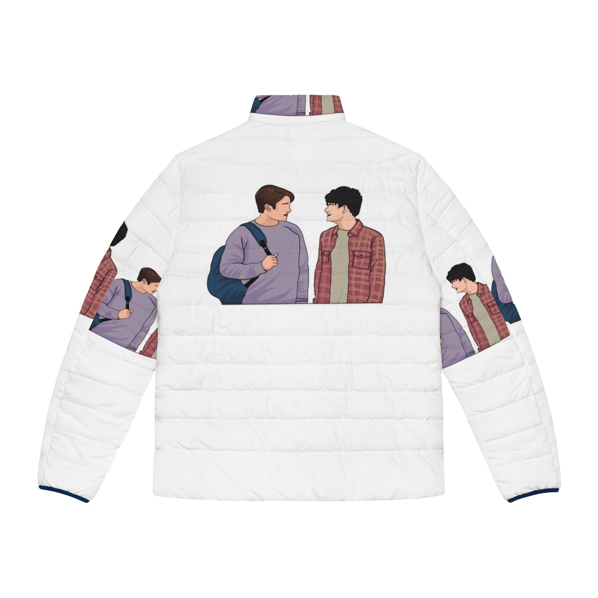 Heartstopper inspired puffer jacket featuring Nick Nelson and Charlie Spring - Back