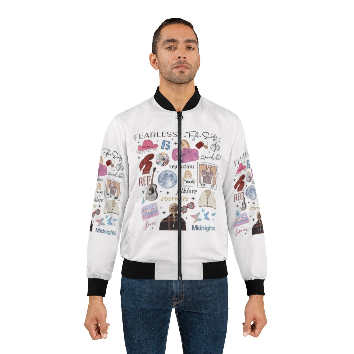 Taylor Swift Eras Tour Bomber Jacket, featuring the Eras Tour logo and vintage design for Swiftie fans - Lifestyle