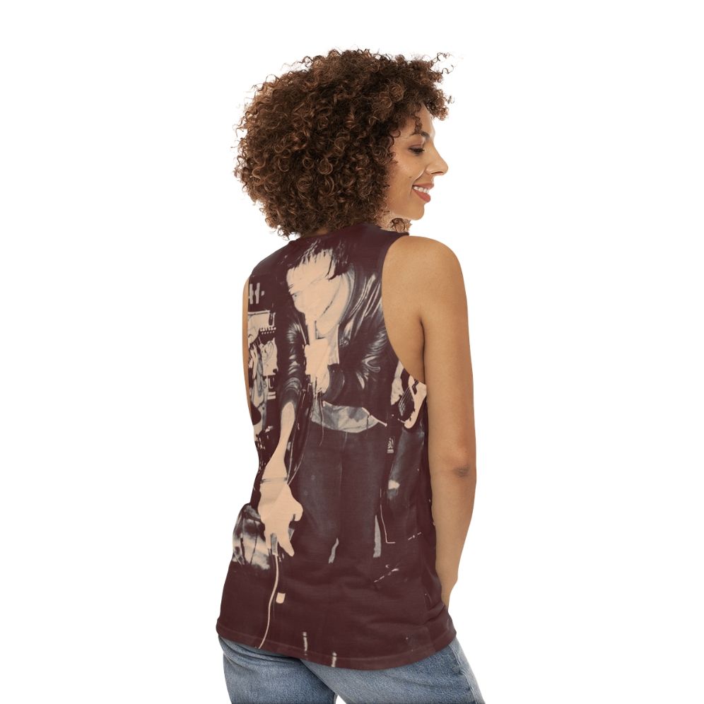 Punk rock unisex tank top with The Skallywags logo - women back