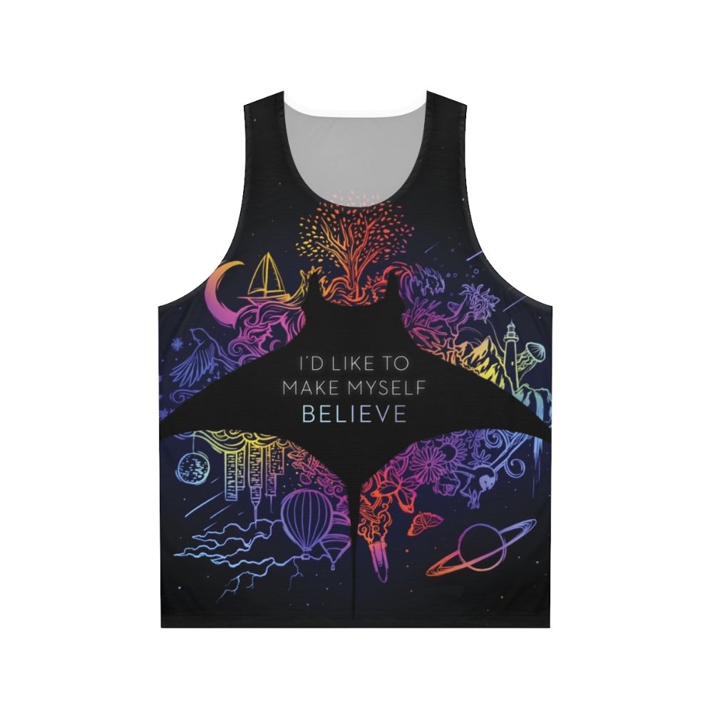 Unisex tank top with a psychedelic galaxy print design