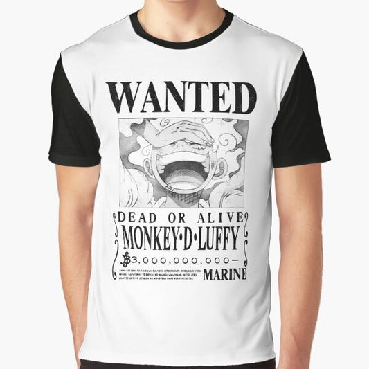 Gear 5 Luffy Wanted Bounty Graphic T-Shirt for One Piece Fans