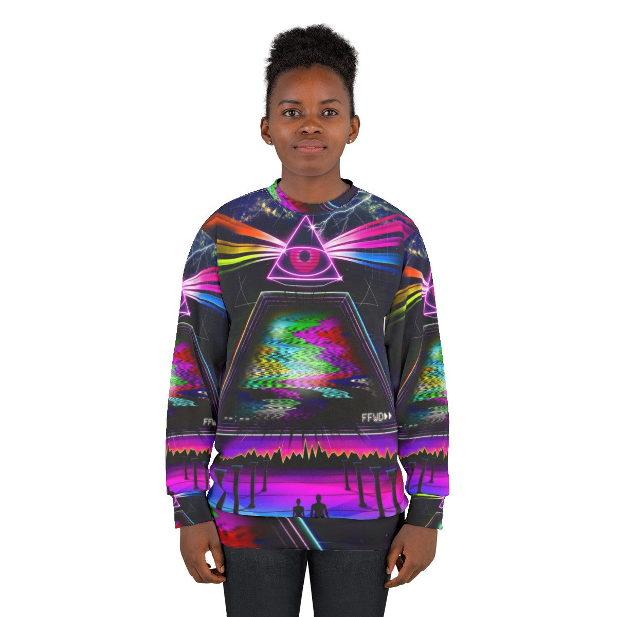 Retro synthwave futuristic space sweatshirt - women