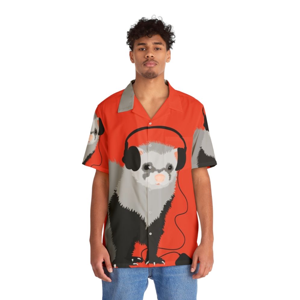 funny musical ferret hawaiian shirt for ferret music lovers - People Front