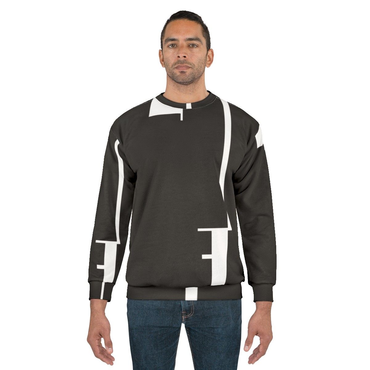 Bauhaus inspired sweatshirt with geometric face and profile design - men