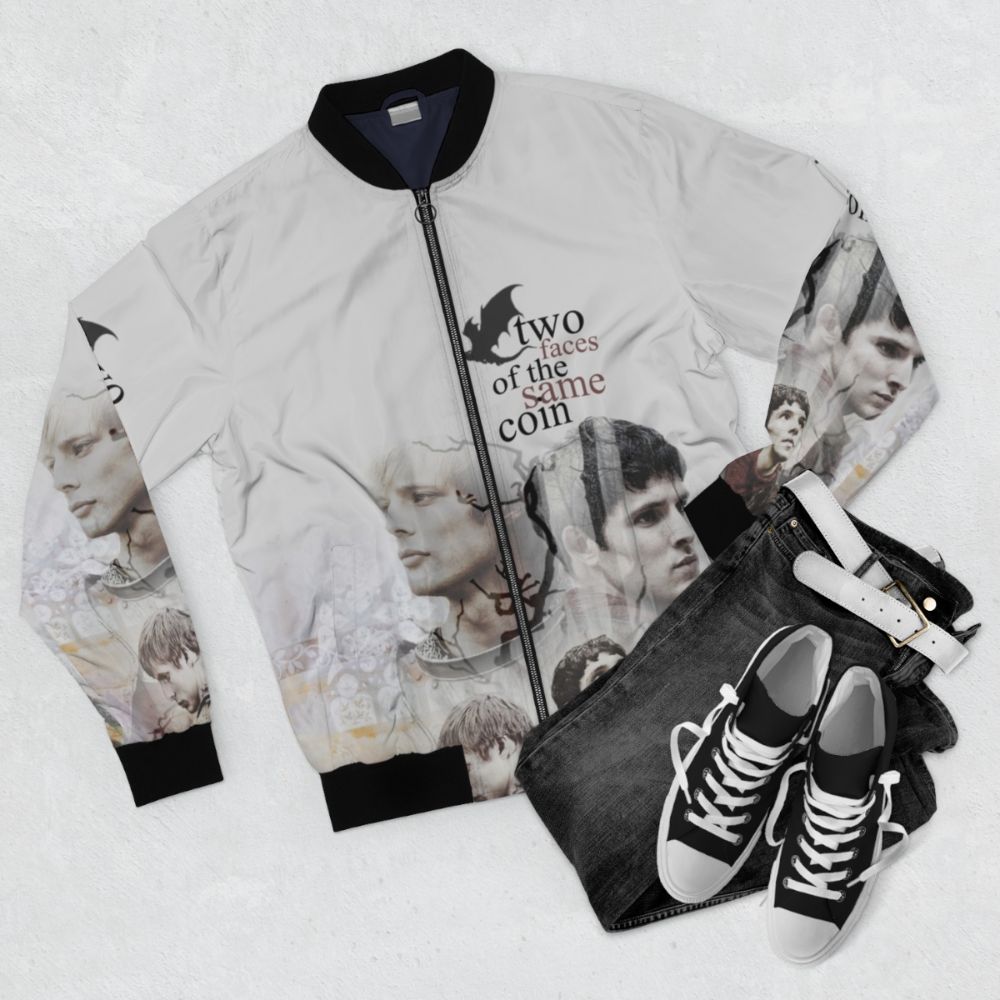 Merlin fantasy-themed bomber jacket - Flat lay