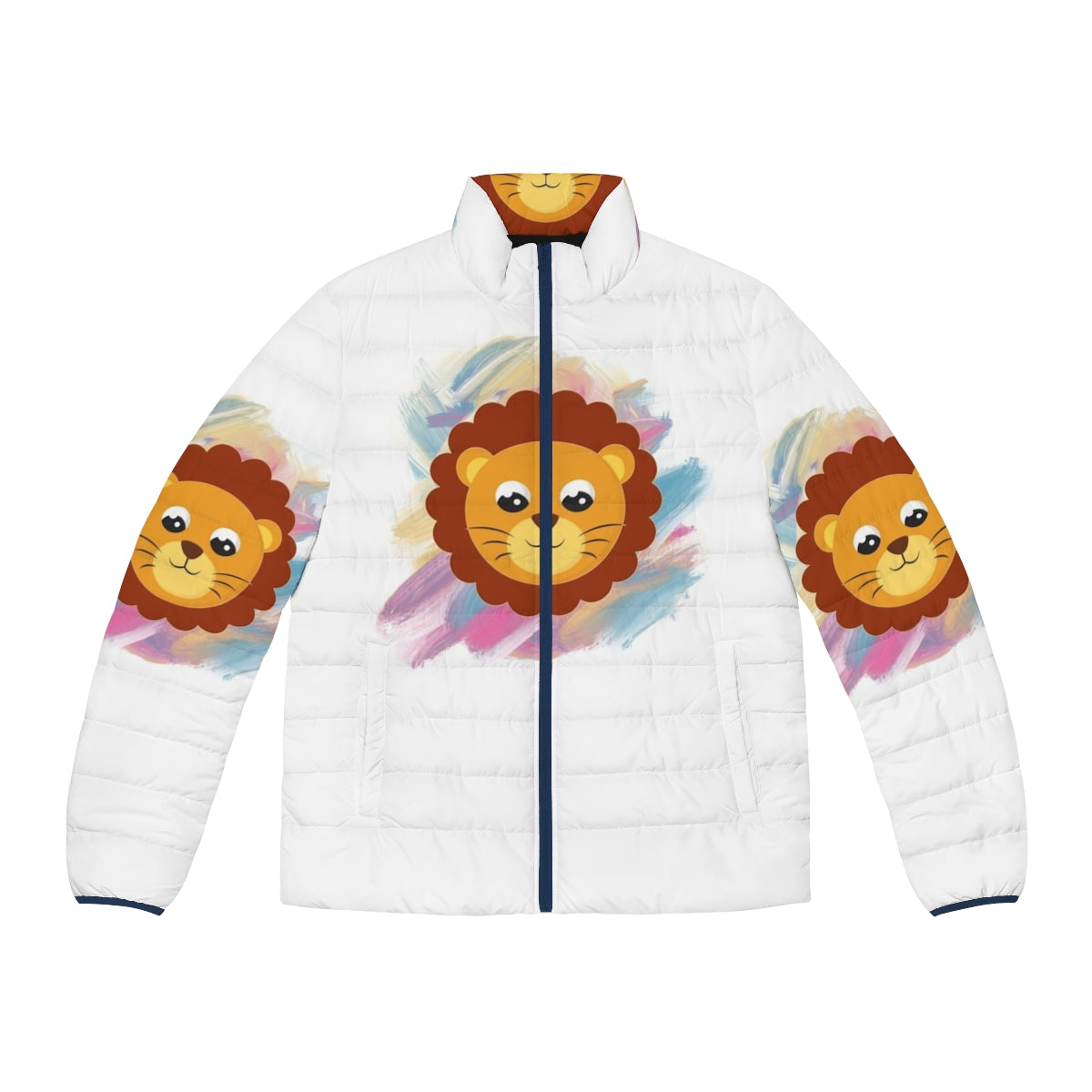 Legendary Animals Puffer Jacket featuring a mystical dragon and lightning