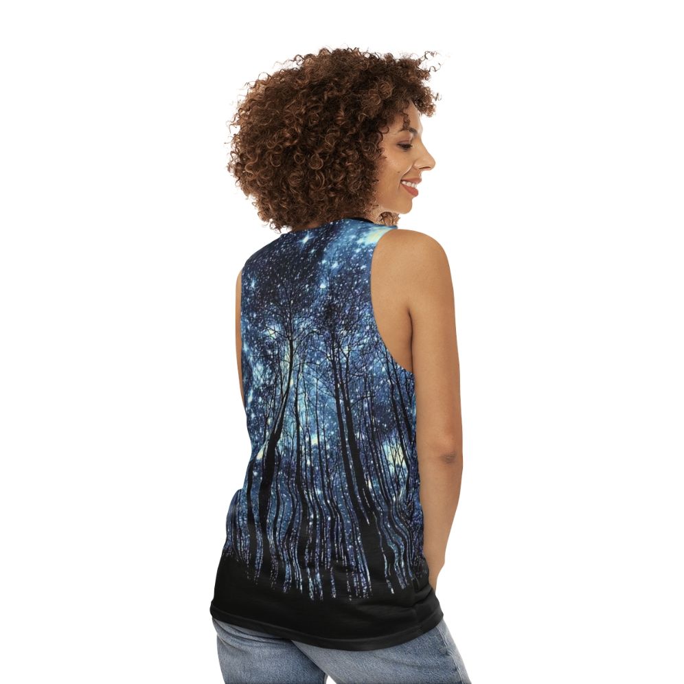 Galaxy and stars unisex tank top - women back