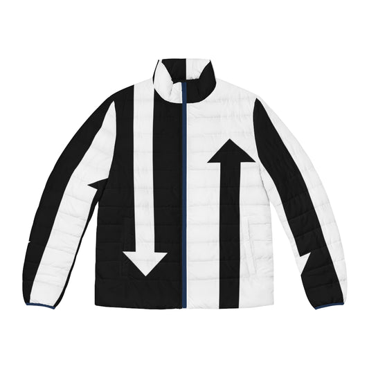 Mod Arrows Puffer Jacket - Stylish Black and White Puffer Jacket for Retro-Inspired Streetwear