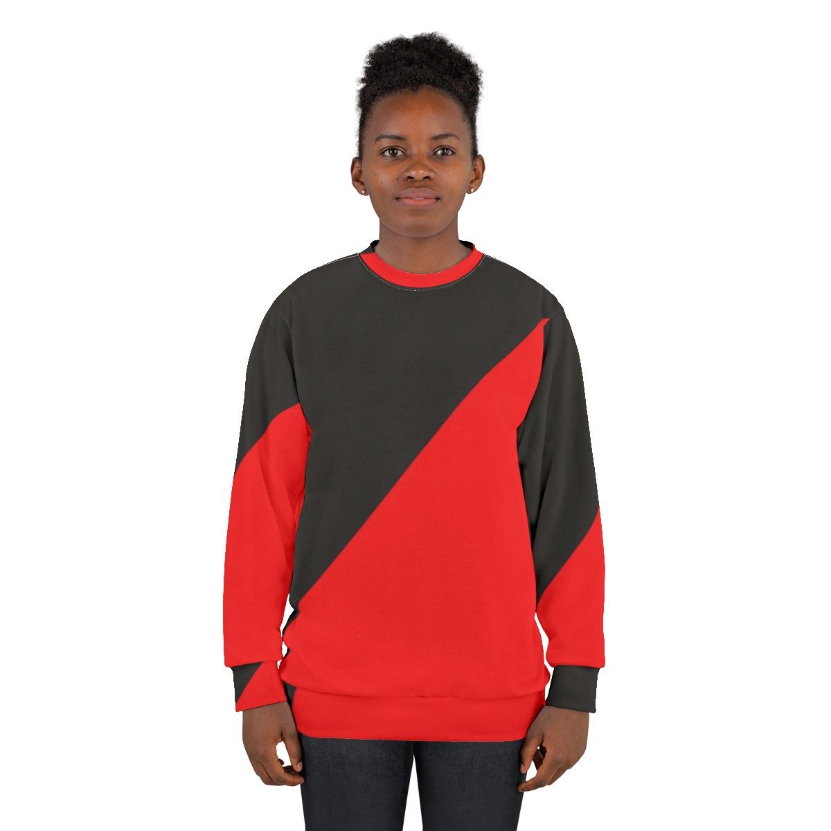 Anarcho communist black and red sweatshirt with radical political design - women