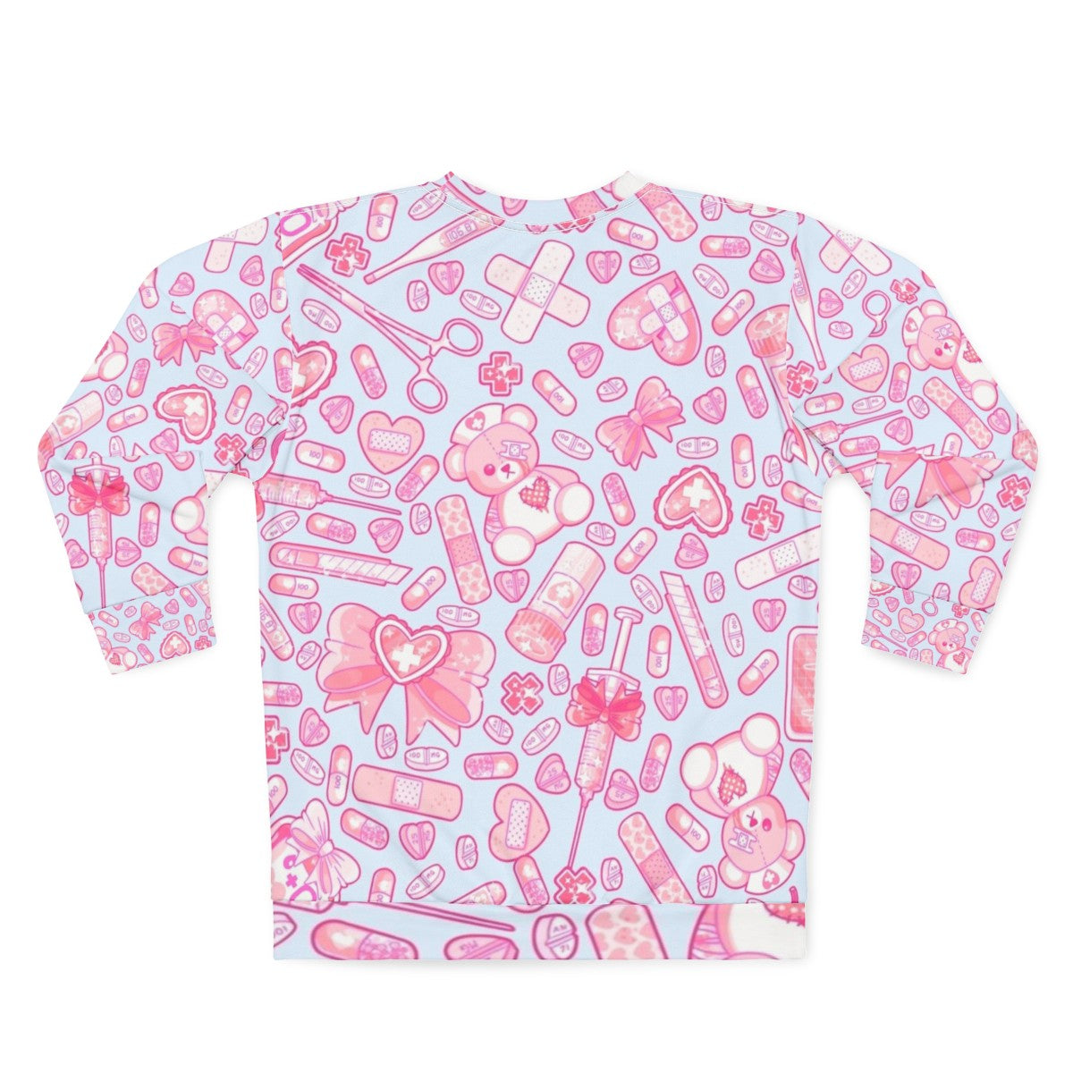 Sickly Sweet Pastel Goth Sweatshirt with Medical Horror Kawaii Vibes - Back