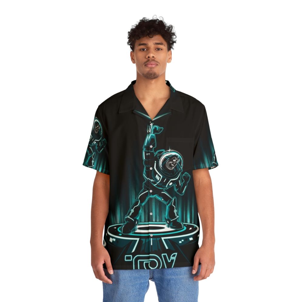 Retro Buzz Tron 80s Style Hawaiian Shirt - People Front