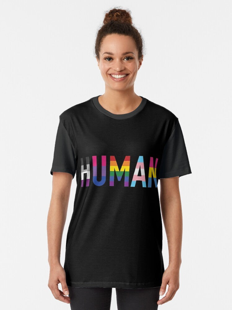 LGBTQ+ Pride Graphic T-Shirt featuring various queer flags representing the diversity of the LGBTQIA+ community. - Women