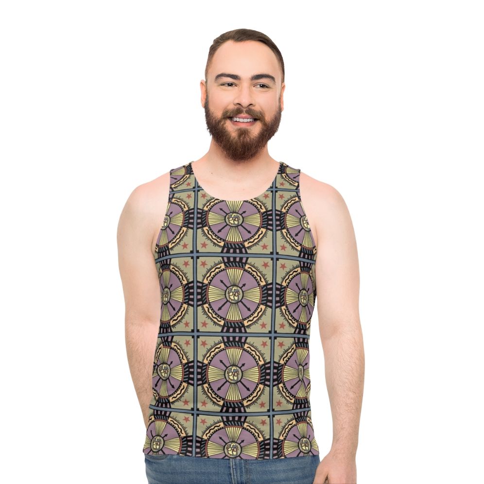 Unisex tank top with inspirational heart design and mandala pattern - men