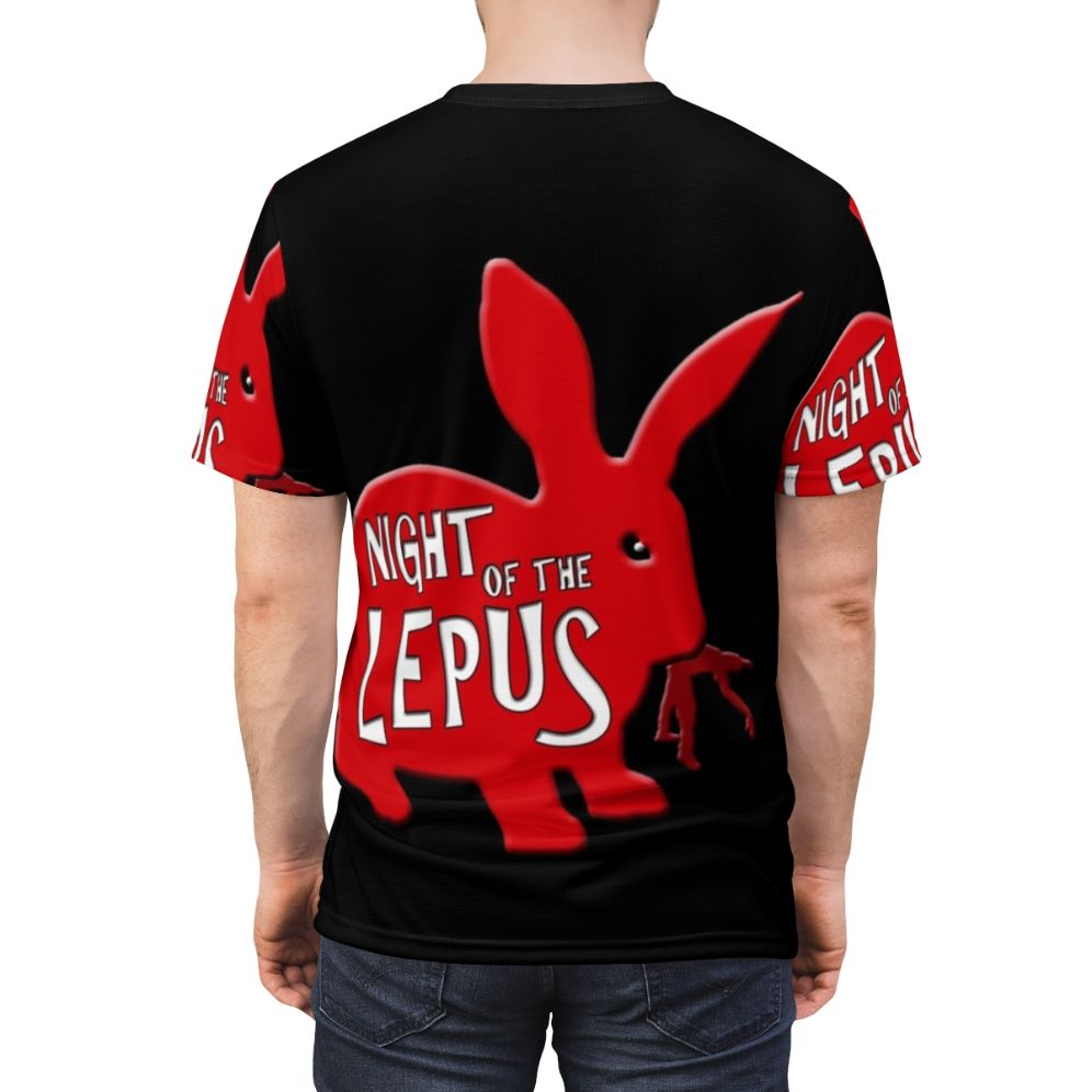 Vintage-style t-shirt featuring the classic 1970s horror movie "Night of the Lepus" - men back