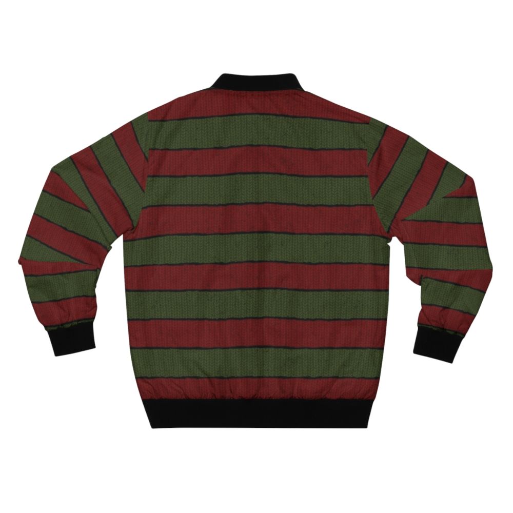 Freddy Krueger inspired knit bomber jacket with red and green stripes - Back