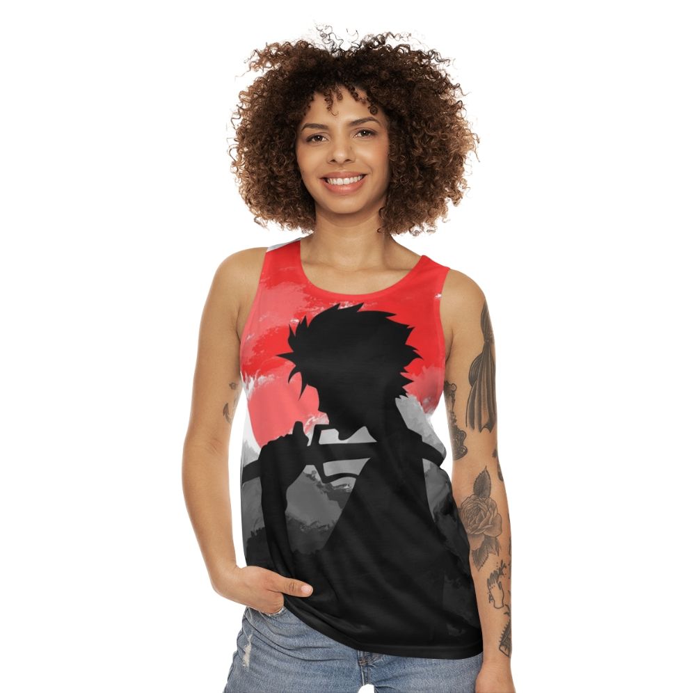 Samurai warrior sunset unisex tank top - women