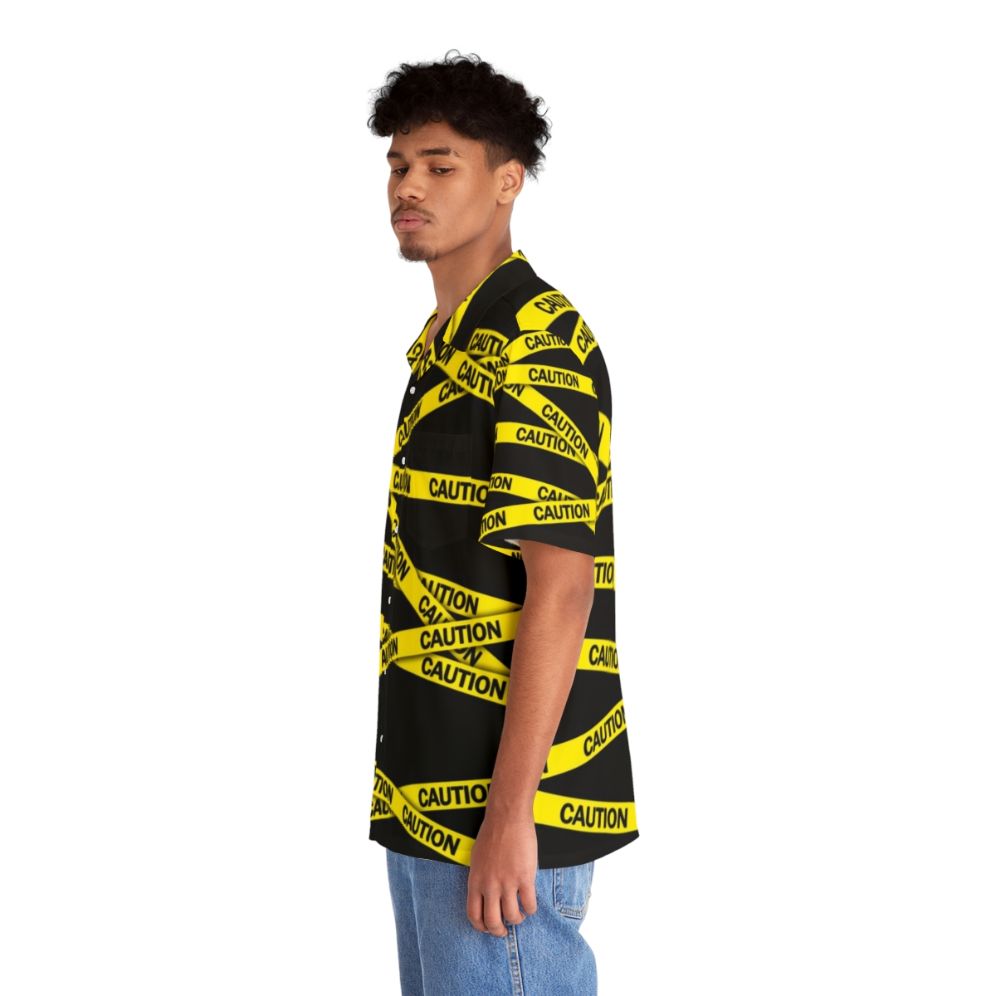 Caution Tape Hawaiian Shirt, Bright Yellow Warning Shirt for Introverts - People Left