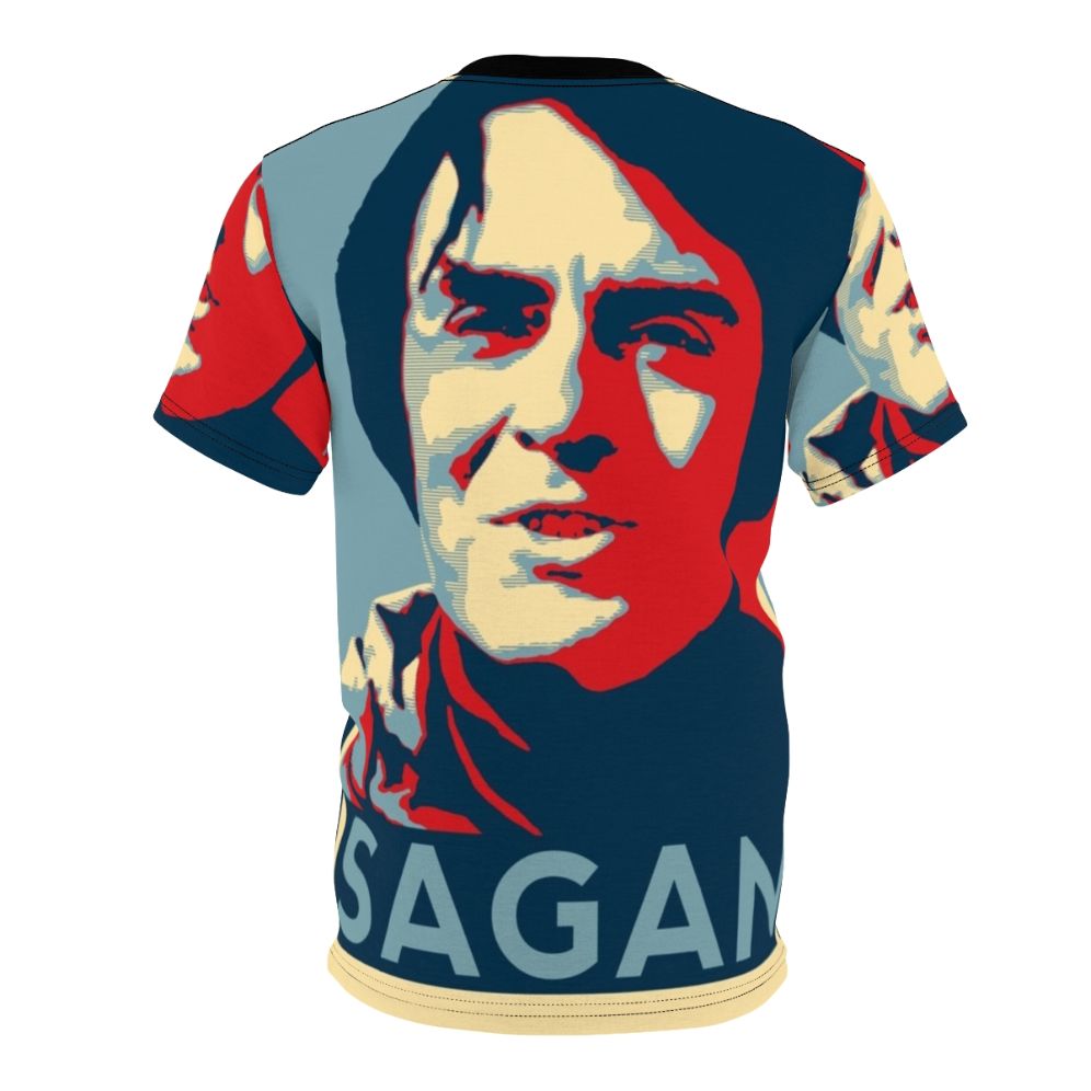 A high-quality T-shirt featuring a cosmic design inspired by the work of renowned astrophysicist Carl Sagan. - Back