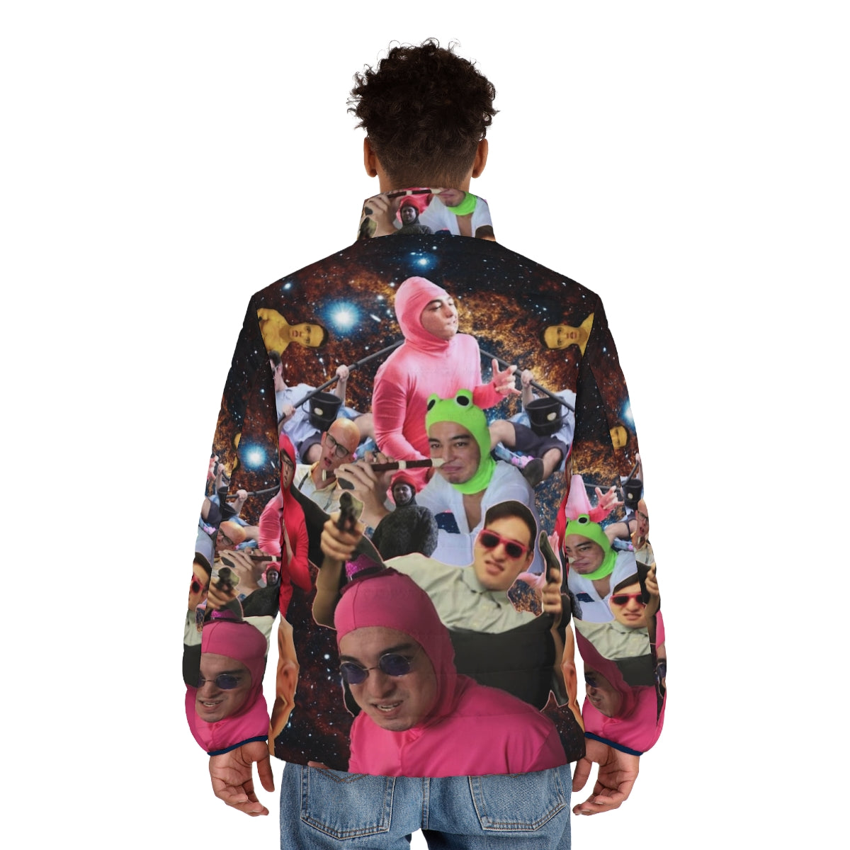 Filthy Frank Puffer Jacket - Graphic design featuring popular YouTube personalities - men back