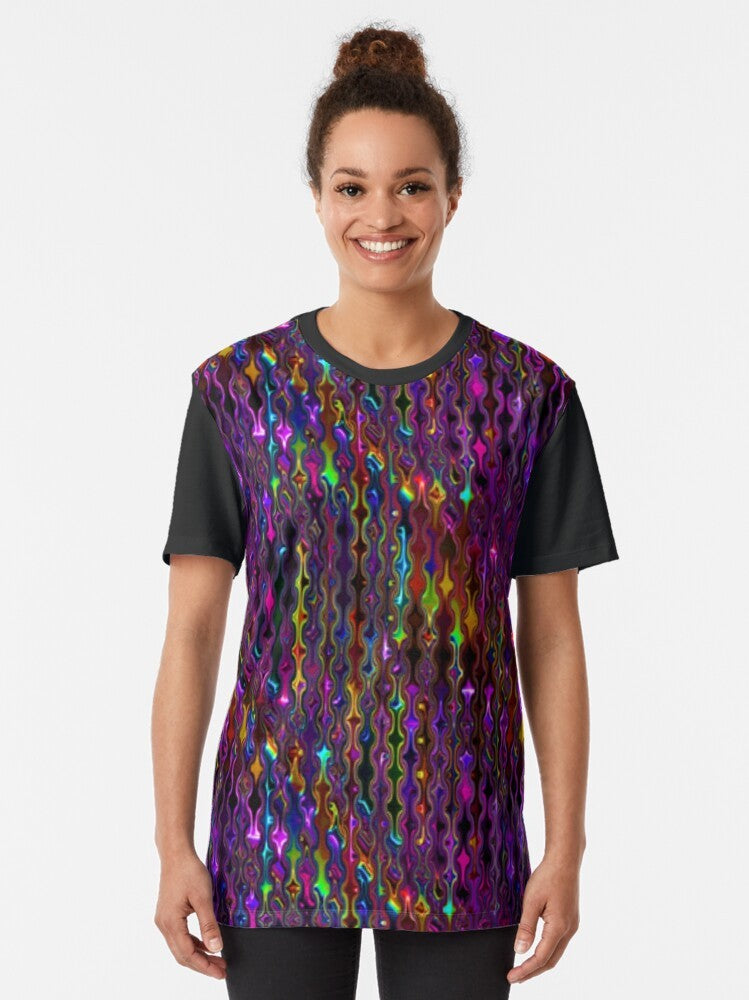 Retro disco graphic t-shirt with colorful, funky 70s/80s inspired design - Women