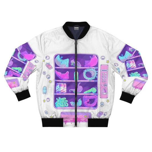 Pastel grunge style bomber jacket with creepy cartoon organs design