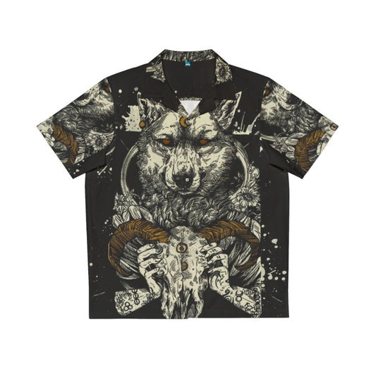 Witchcraft Hawaiian Shirt with Pagan Symbols and Werewolf Motif