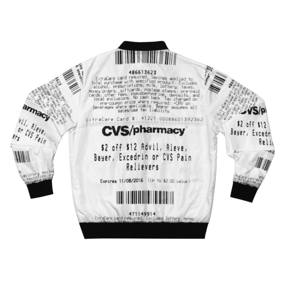 CVS Receipt Bomber Jacket with military-inspired design and patriotic elements - Back