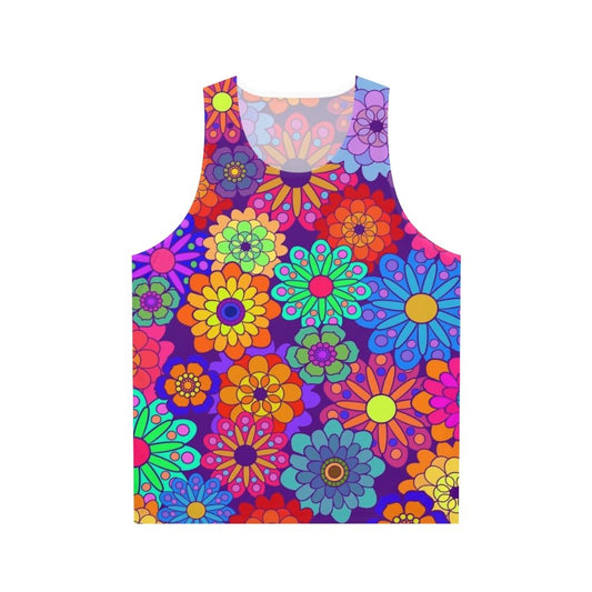 Retro flower power unisex tank top