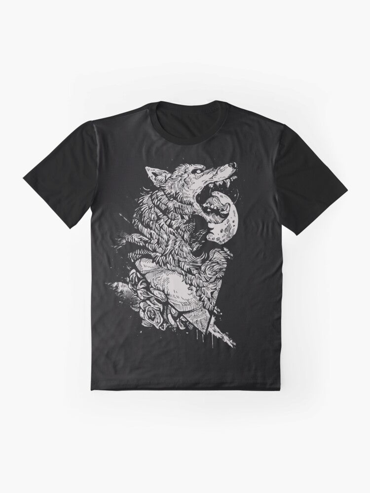 Werewolf silhouette graphic design on a t-shirt - Flat lay