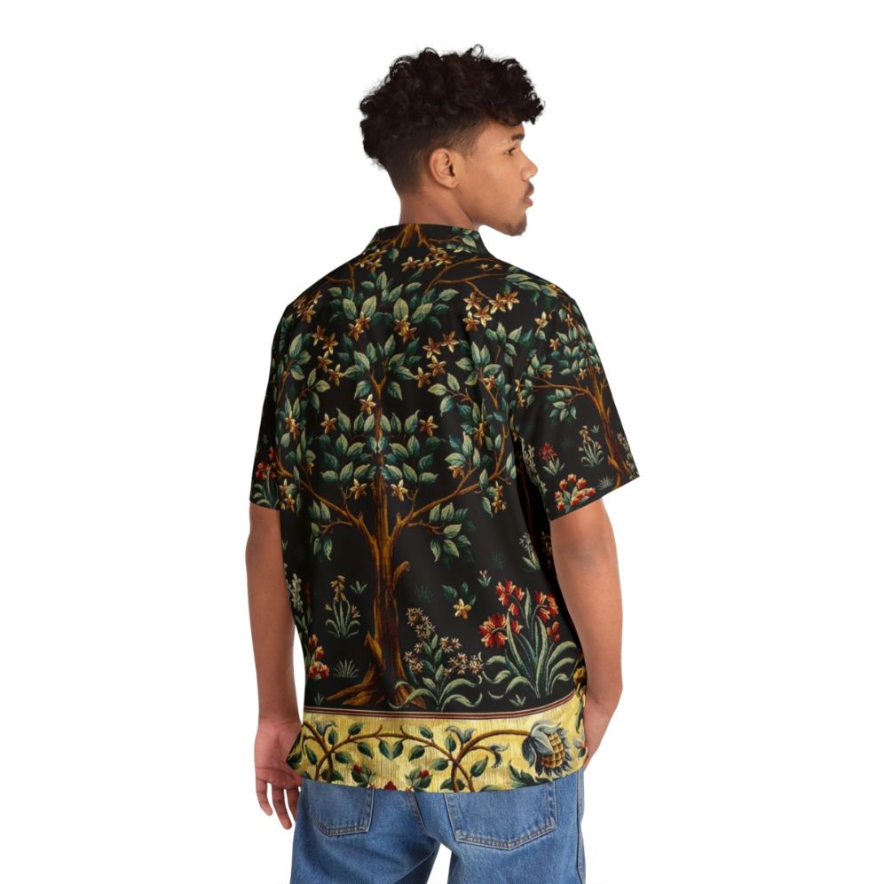 Tropical floral midnight Hawaiian shirt with mythical creatures - People Back