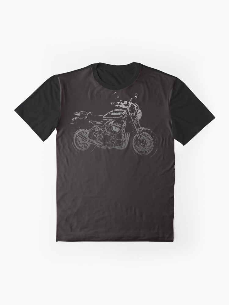 Kawasaki Z900RS Motorcycle Silhouette Graphic T-Shirt - Flat lay