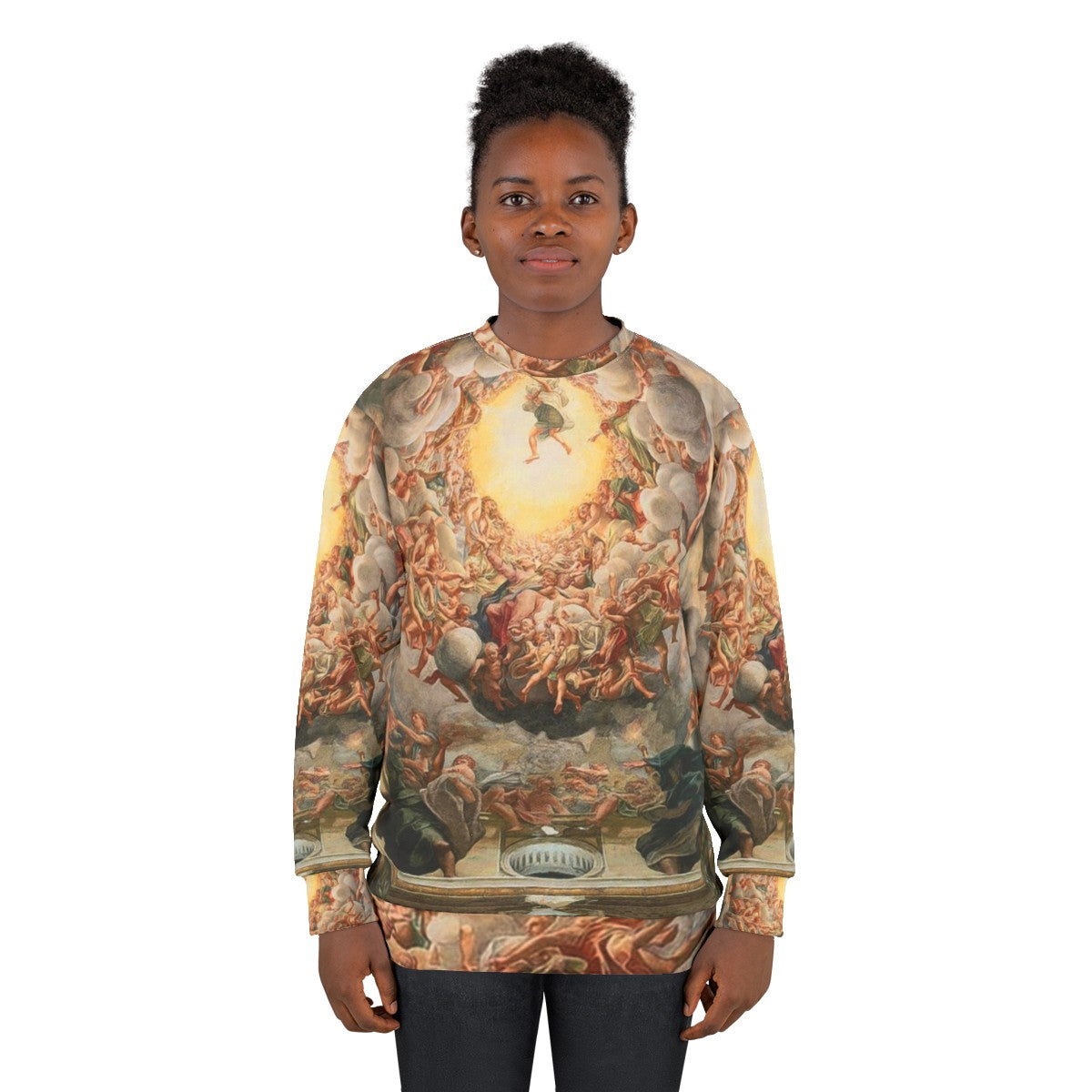 Sistine Chapel ceiling sweatshirt featuring Michelangelo's renaissance art - women