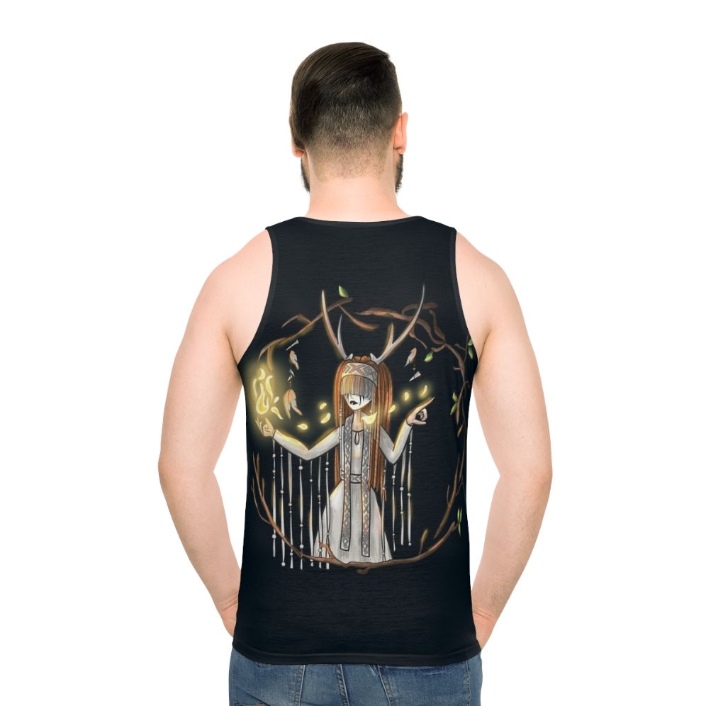 Heilung inspired unisex tank top with fantasy Celtic and Nordic elements - men back