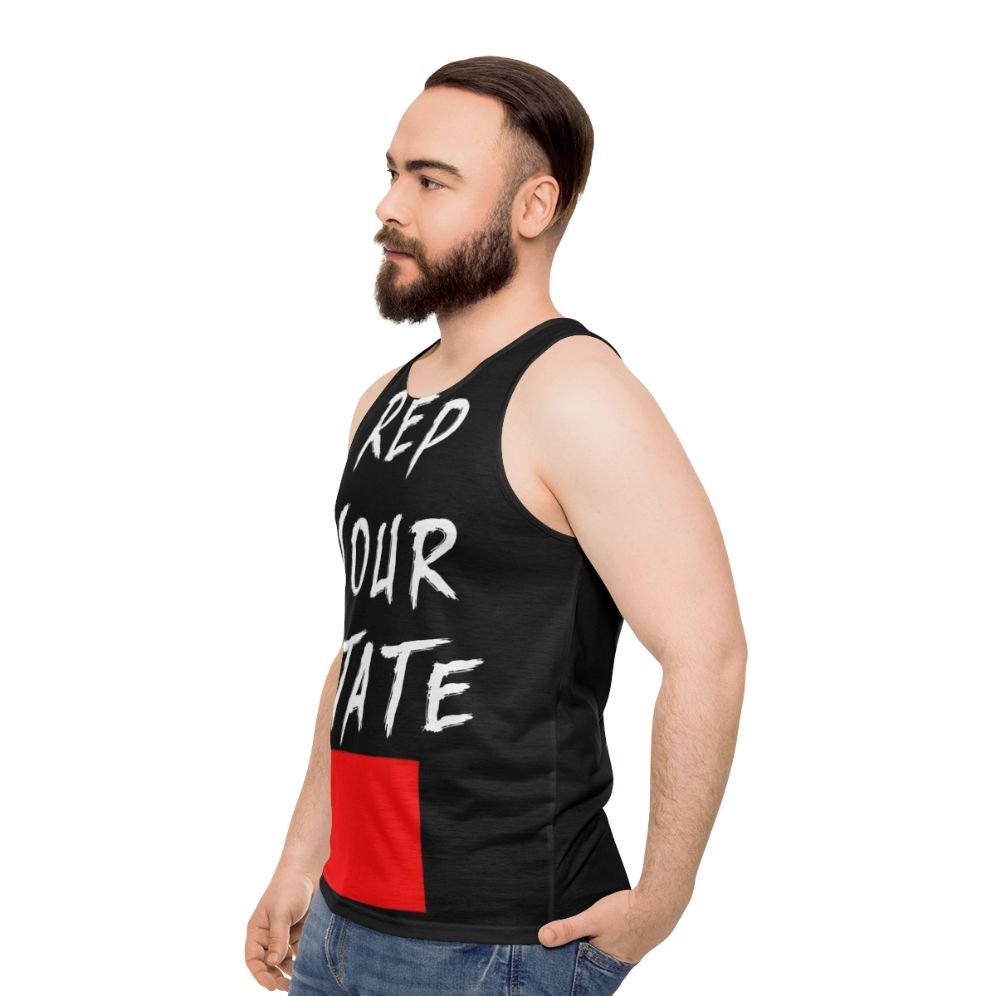 Wyoming state pride unisex tank top - men side