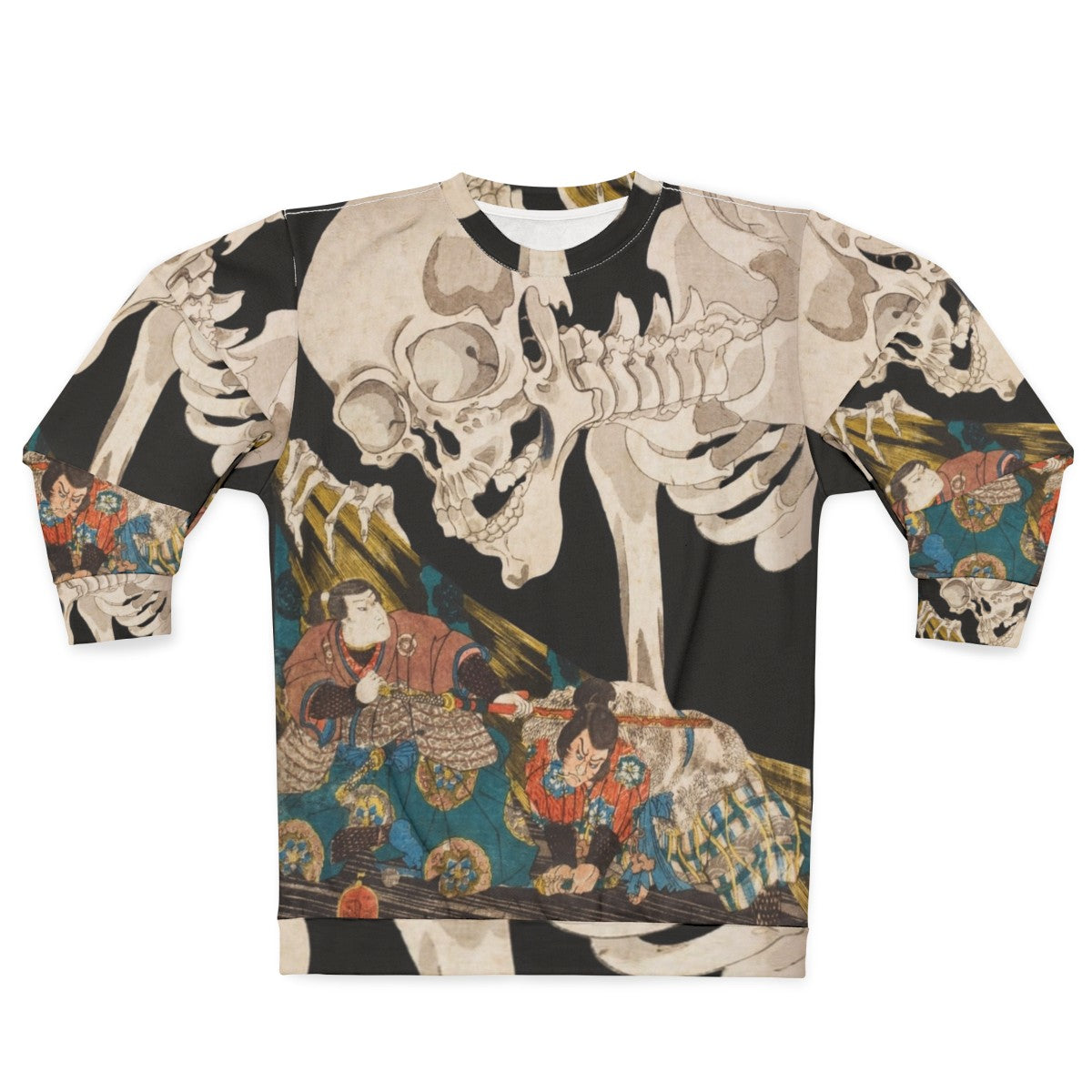 Skeleton Ghost Ukiyo-E Woodblock Print Sweatshirt