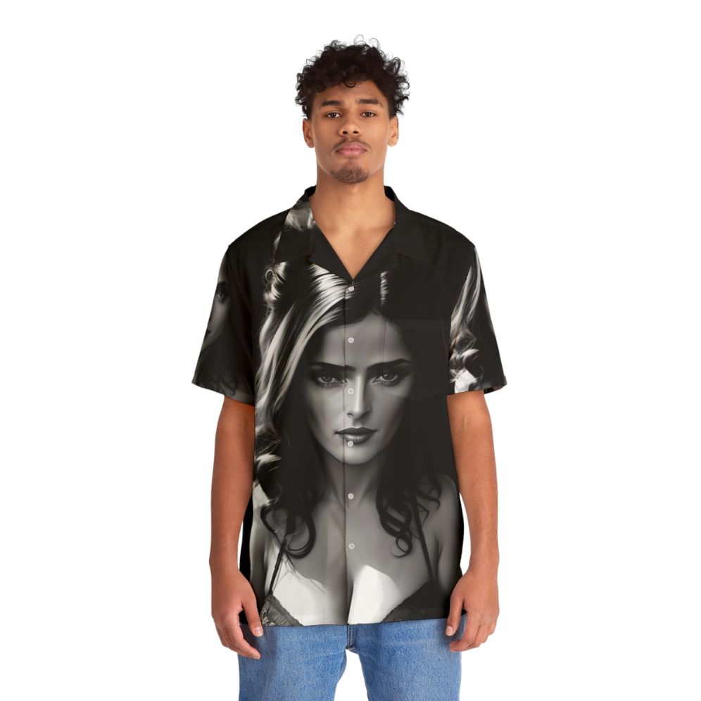 Vintage Vixen Gangster Mistress Hawaiian Shirt featuring Salma Hayek - People Front