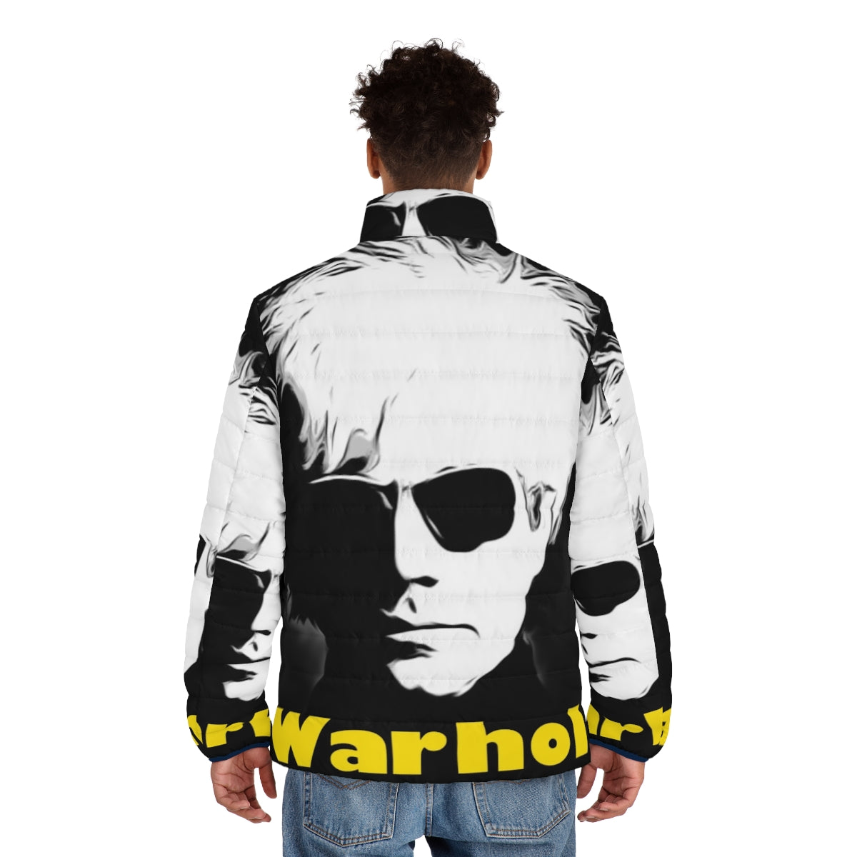 Andy Warhol inspired puffer jacket with pop art graphics - men back