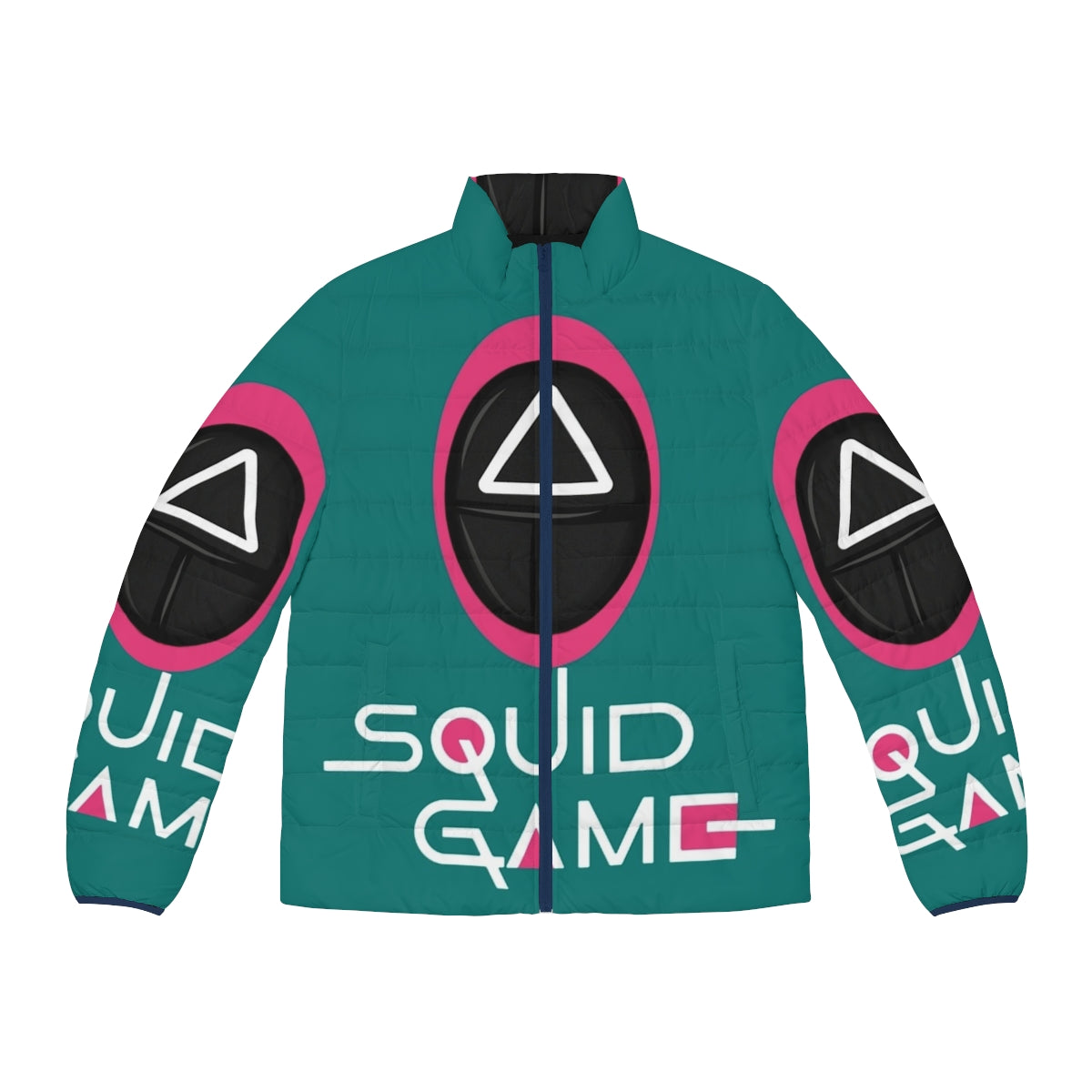 Squid Game Netflix Puffer Jacket with Masked Soldier Design