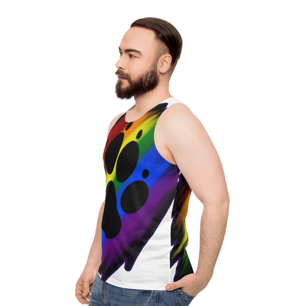 Colorful rainbow graphic unisex tank top - men side