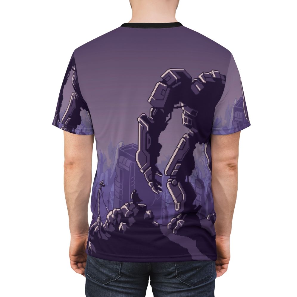 Mech suit t-shirt inspired by the sci-fi strategy game Into the Breach - men back