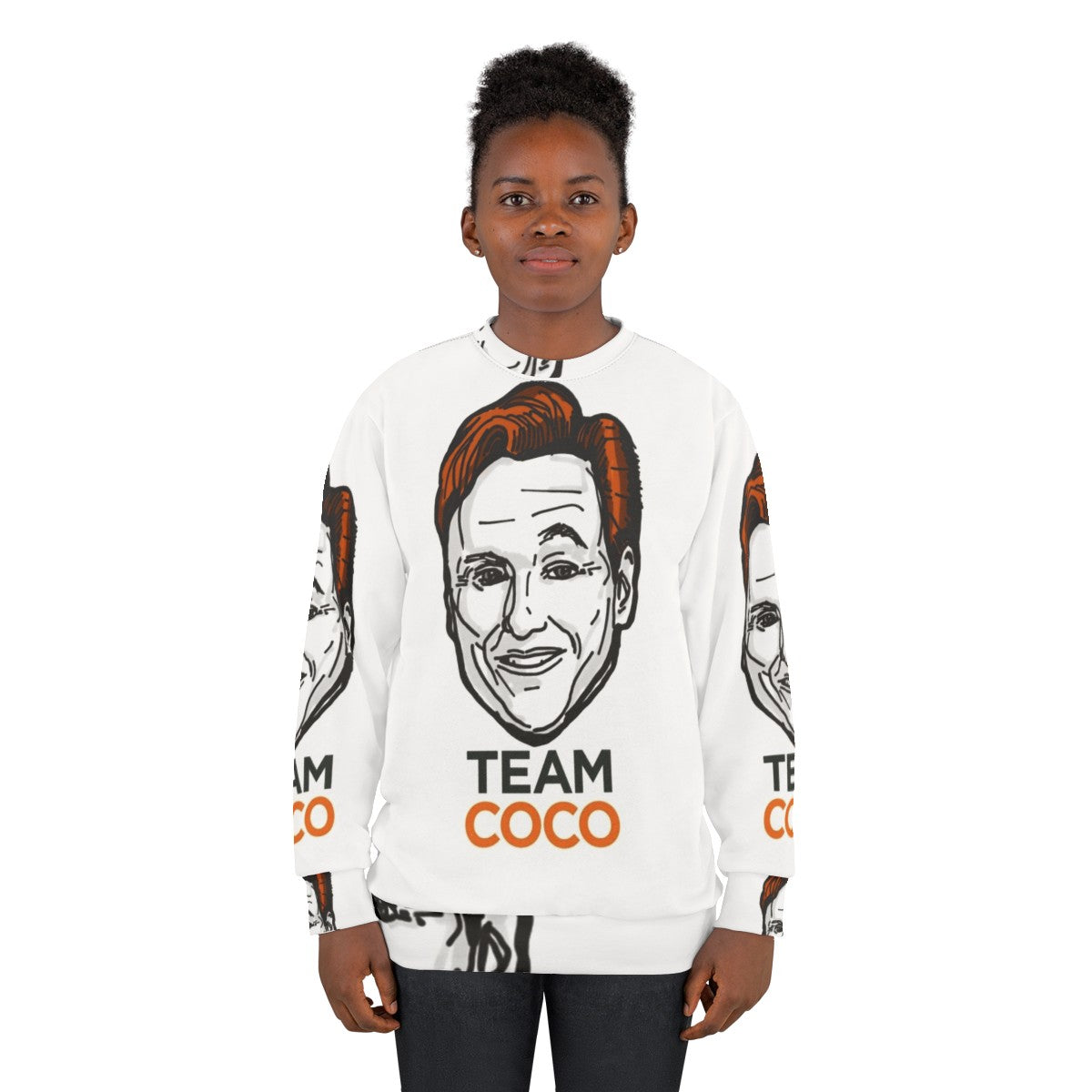 Conan O'Brien Team Coco Smiles Eyebrows Sweatshirt - women