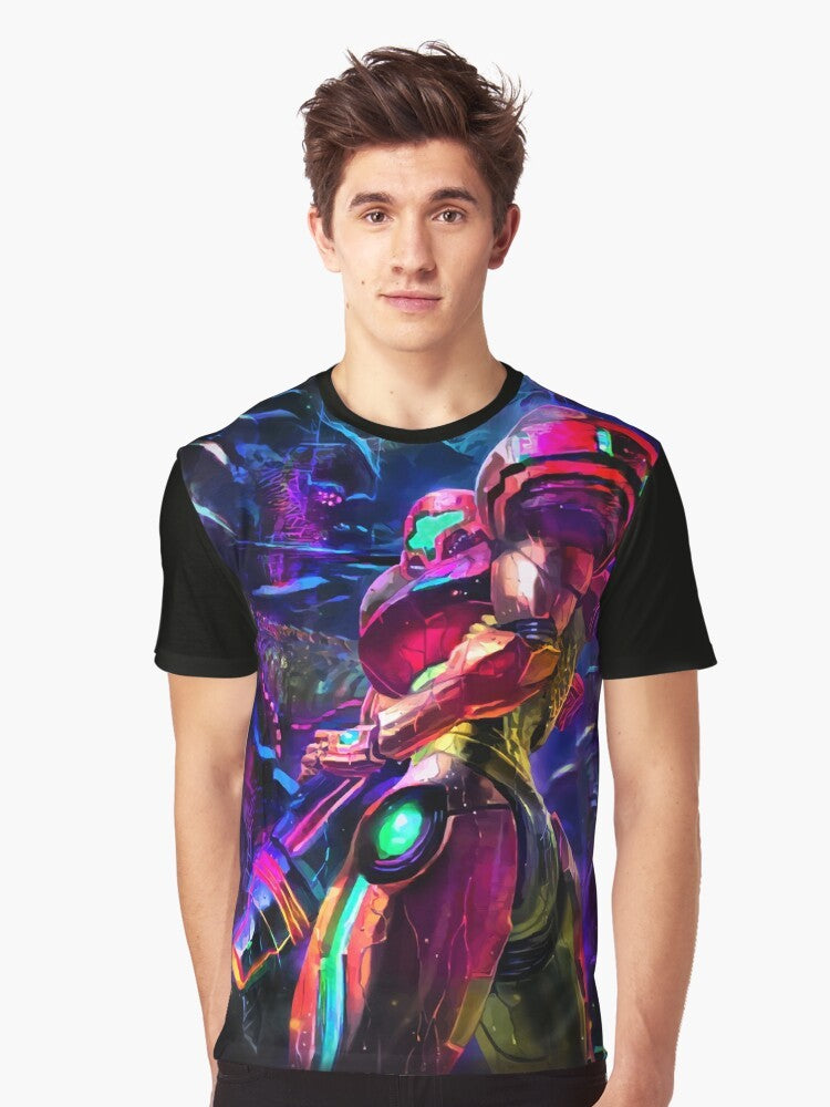 Metroid Samus Aran video game character graphic t-shirt for gamers - Men