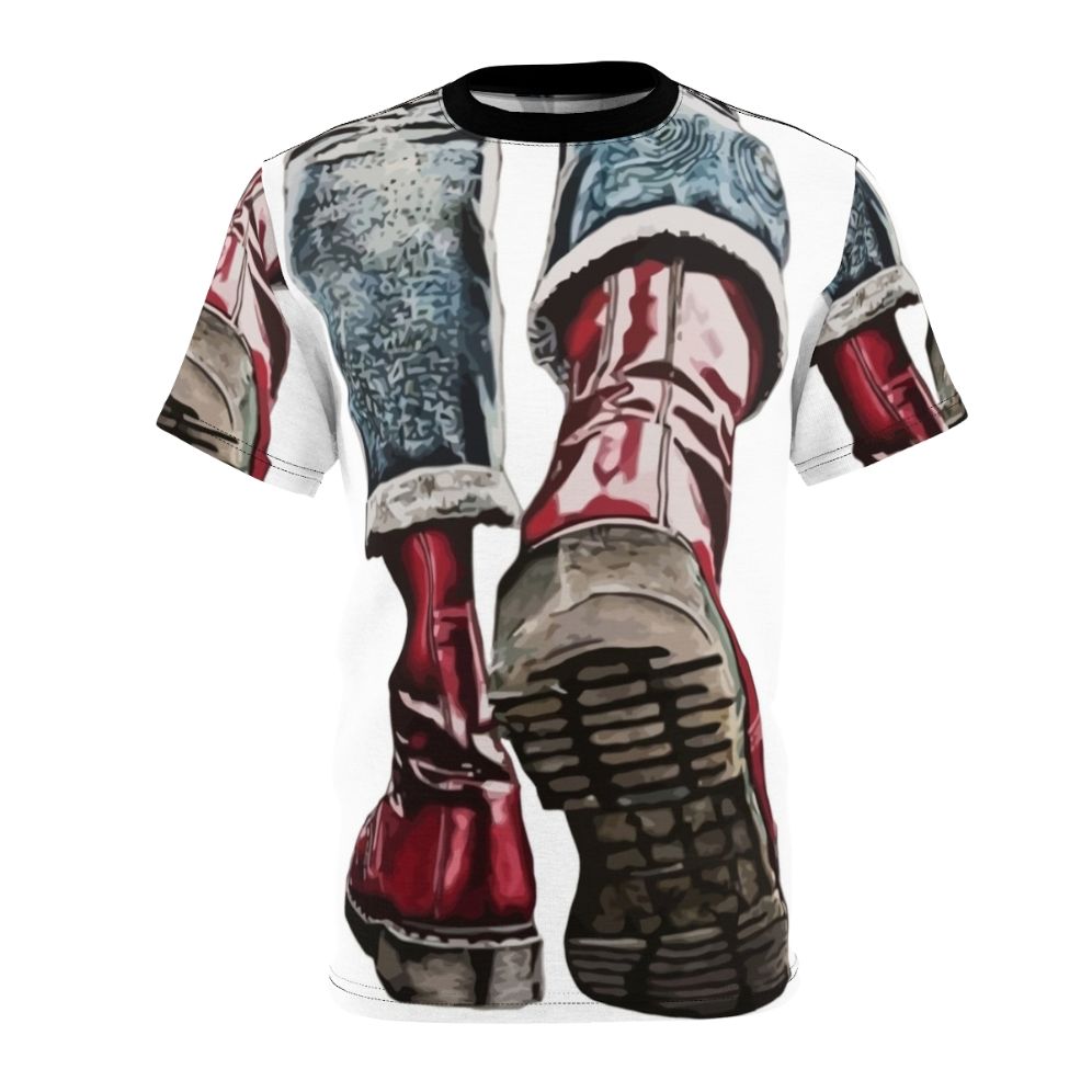 Stylish Skinhead Boots AOP T-Shirt featuring a bold and vibrant all-over print design