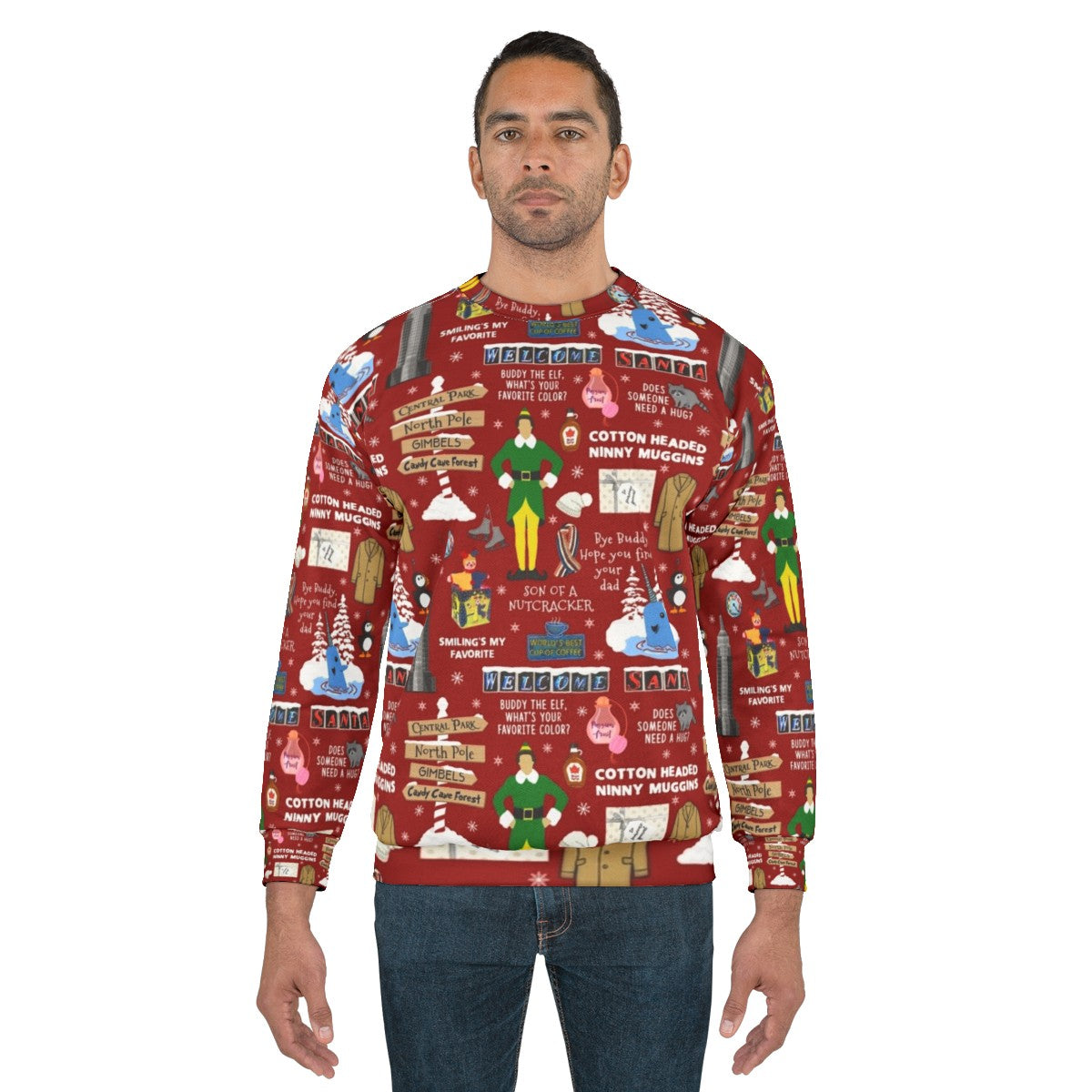 Buddy the Elf Collage Design Christmas Sweatshirt - men