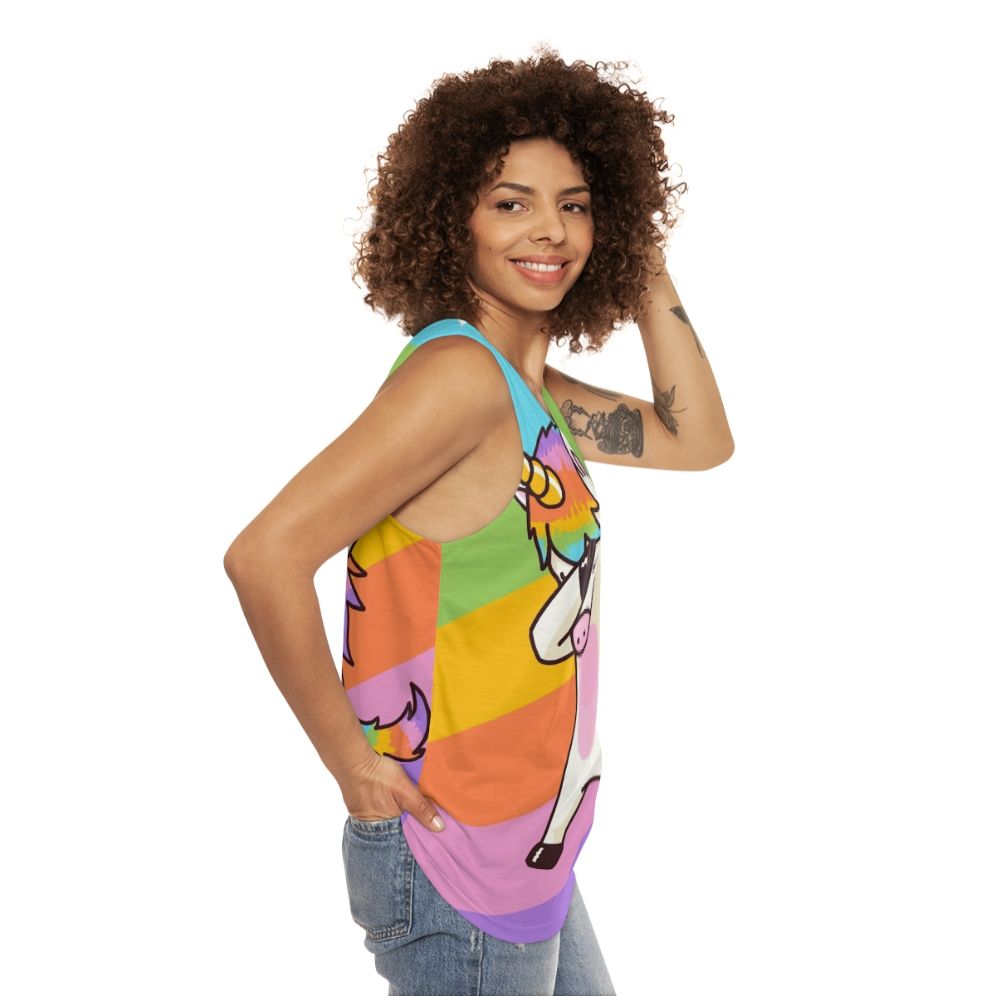 Dabbing Unicorn Hip Hop Dab Pose Unisex Tank Top - women side