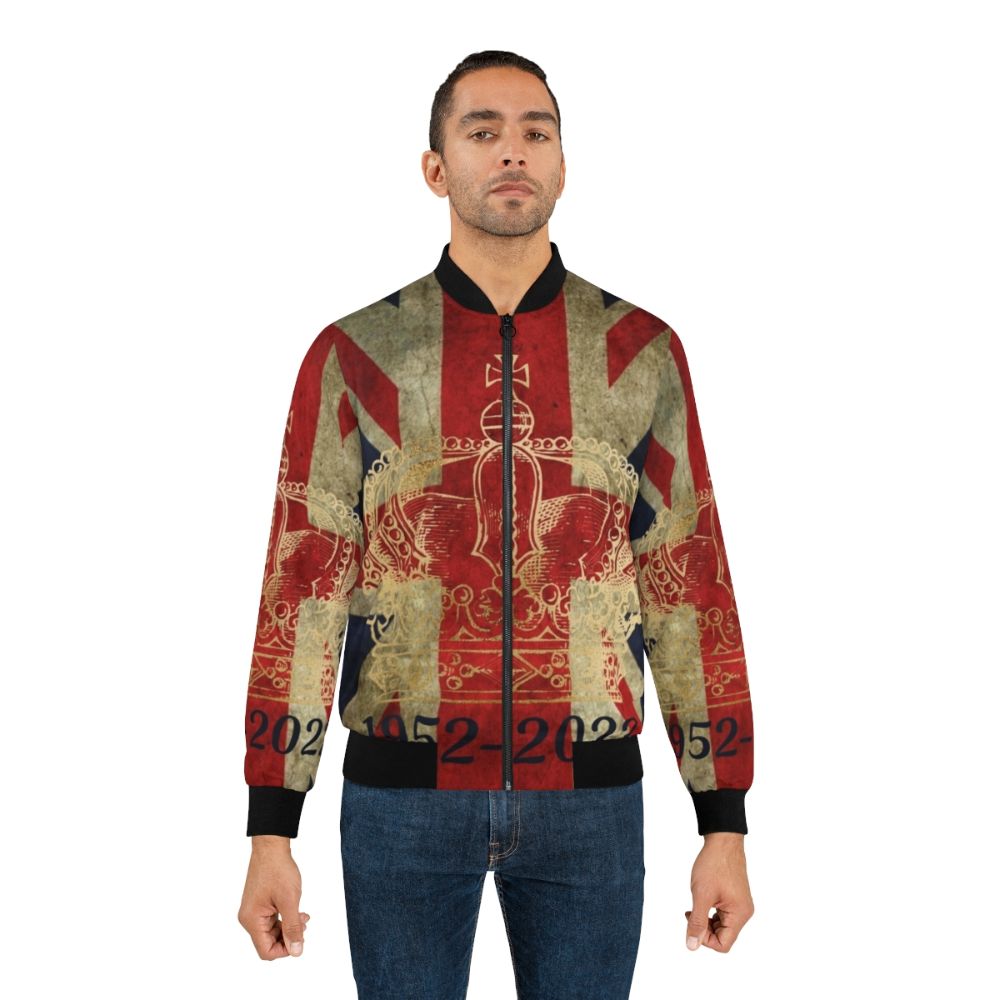 Platinum Jubilee Bomber Jacket with Union Jack Flag and Crown Design - Lifestyle