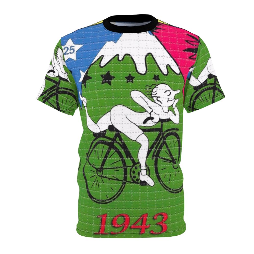 Psychedelic t-shirt design featuring LSD and Bicycle Day imagery