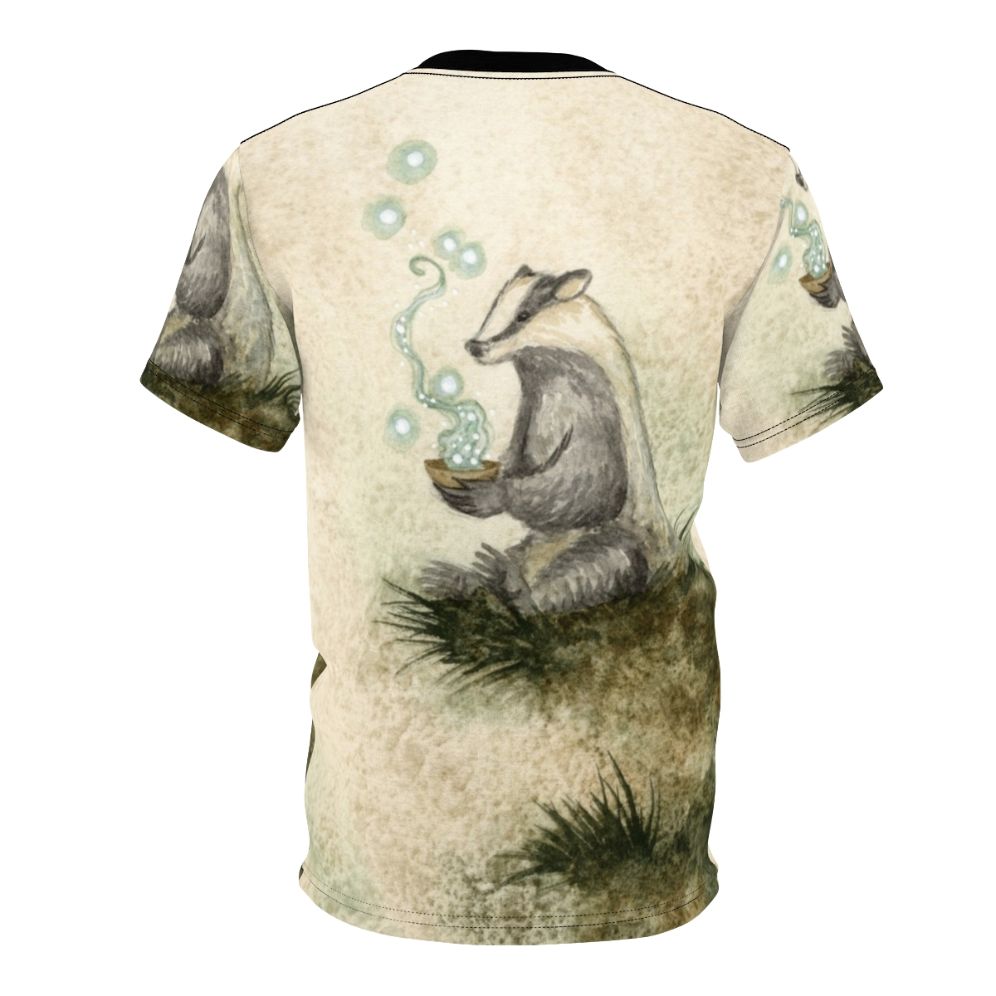 Illustration of a magical badger on a fantasy t-shirt design - Back