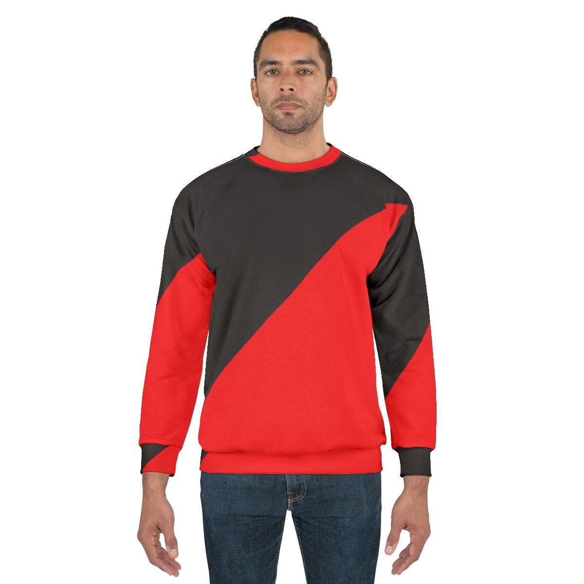 Anarcho communist black and red sweatshirt with radical political design - men