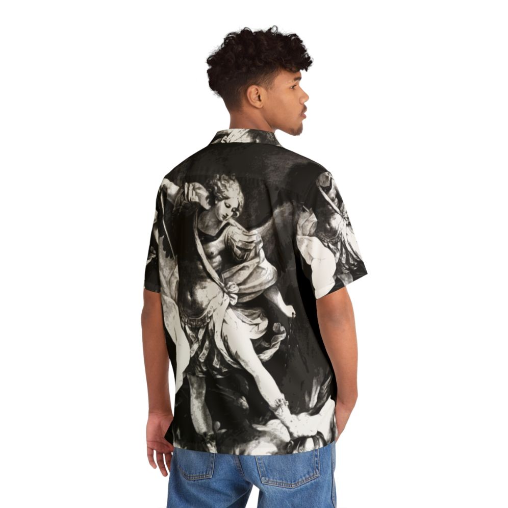 Archangel Saint Michael Catholic Hawaiian Shirt - Flat lay